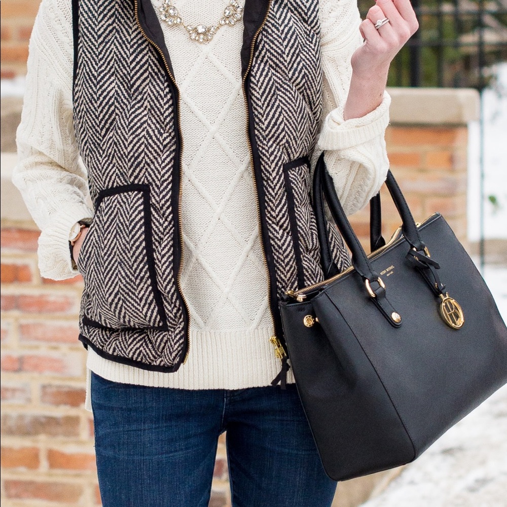 J. Crew Excursion Quilted Puffer Herringbone Down Vest Size XS